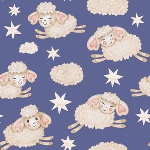 Cute kids sheep cloud watercolor