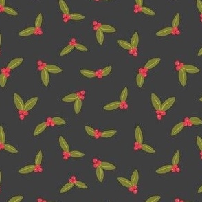 Vintage Holly Berries_Gray_4x4