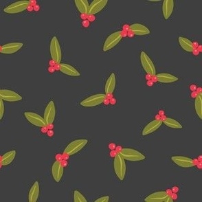 Vintage Holly Berries_Gray_6x6