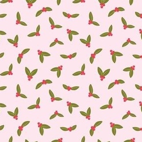 Vintage Holly Berries_Pink_3x3