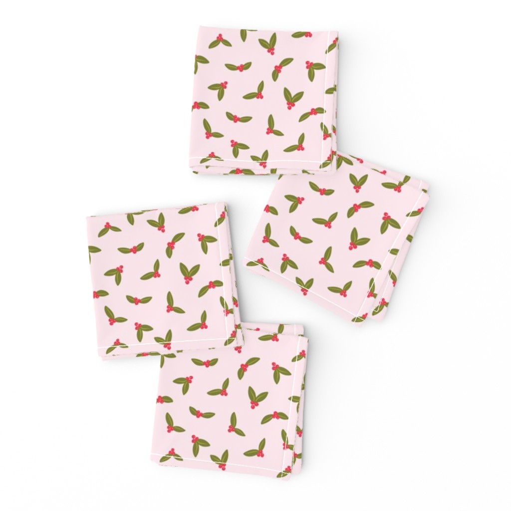 Vintage Holly Berries_Pink_4x4