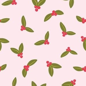 Vintage Holly Berries_Pink_6x6