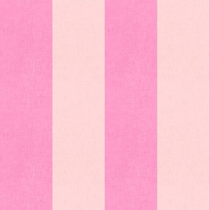 Textured linen large thick stripe in hot fuchsia pink and light blush nude pink  