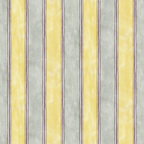 French watercolor stripes in yellow and sage green, smaller scale