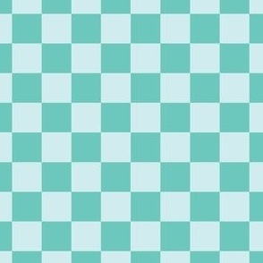 Teal and Soft Blue Checkerboard