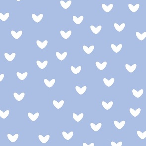 WHITE HEART SHAPES ON  BLUE LARGE SCALE 