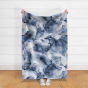 Abstract navy blue watercolor liquid stains luxury design