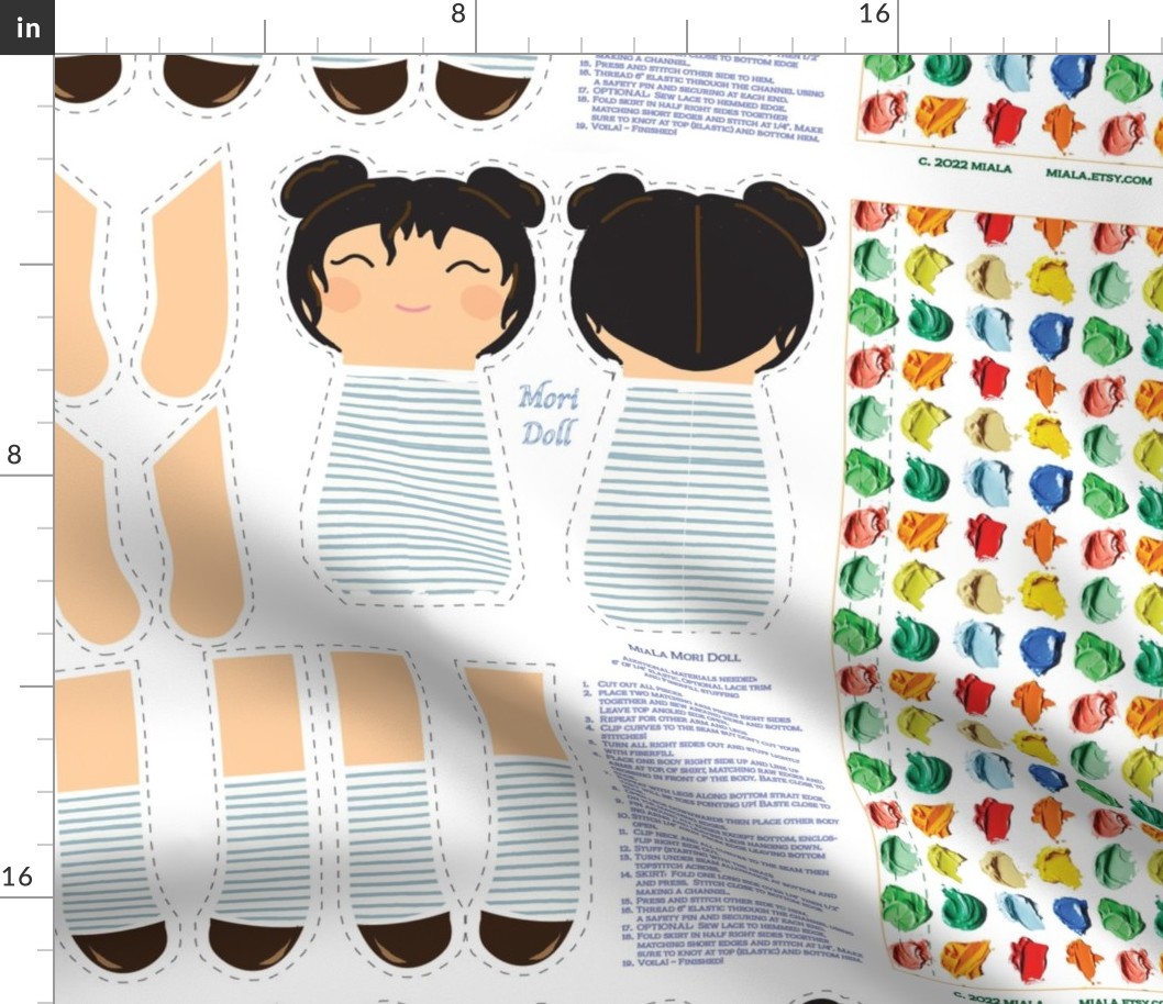 MiaLa Mori Doll Cut and Sew Pattern ~ Colorful Dots and Stripes