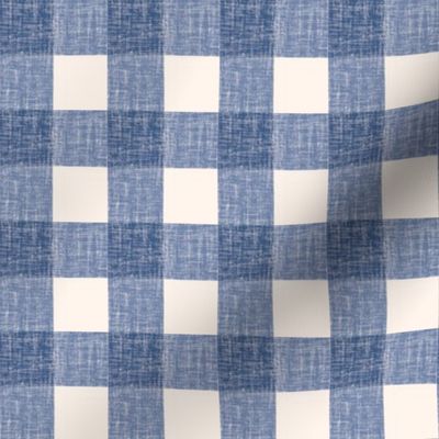 Country picnic_blue Cream linen texture _1in  Gingham 