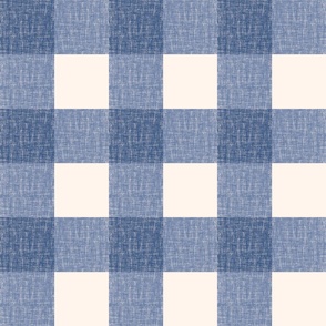 Country picnic_blue Cream linen_3in Oversized Gingham 