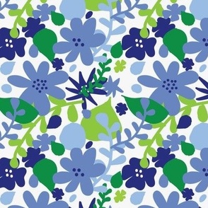Bright Floral Blue and Green