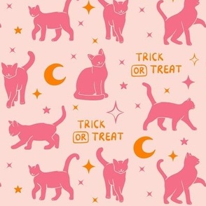 Halloween Cat Trick Or Treat Pink BelindaBDesigns