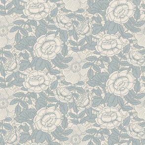 French Country Rose - Dusty Blue - Medium