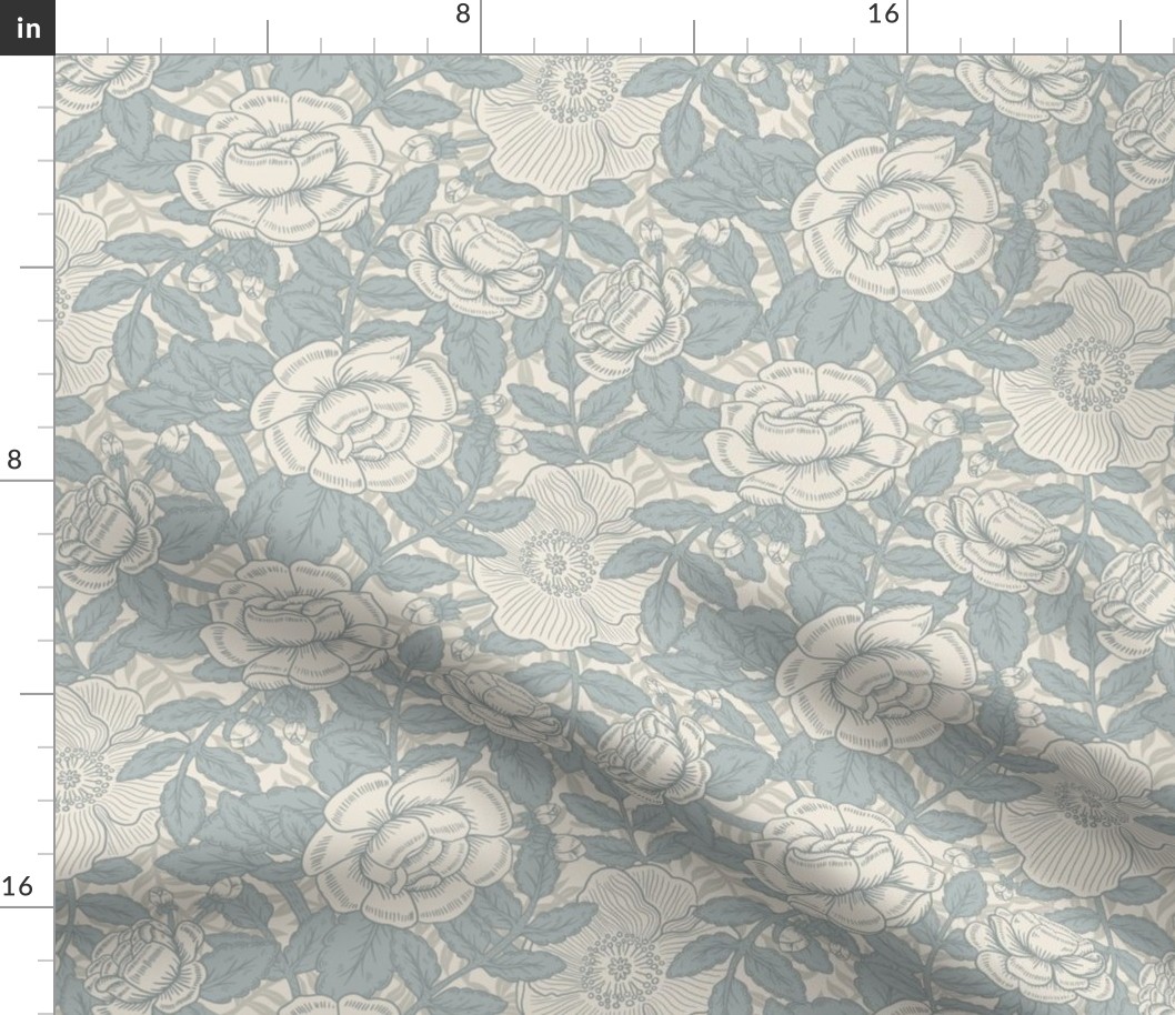 French Country Rose - Dusty Blue - Medium