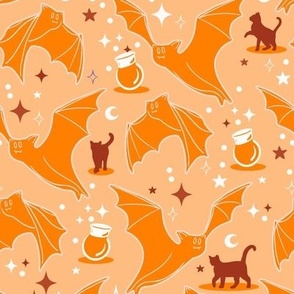 Halloween Magic Bat and Cat Orange BelindaB Designs 