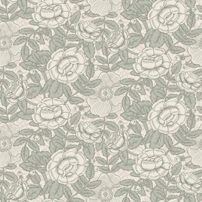 French Country Rose - Sage Green - Medium