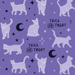 Halloween Cat Trick Or Treat Purple BelindaBDesigns