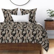 Medium  painterly abstract fall floral - east fork monochrome taupe black and off white