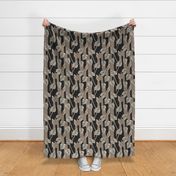 Medium  painterly abstract fall floral - east fork monochrome taupe black and off white