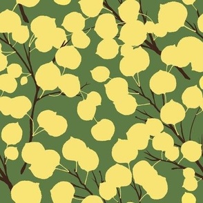 Aspen Leaves, Yellow on Green