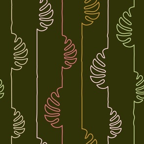 (L) Tropical leaves stripes dark green