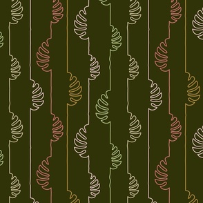 (M) Tropical leaves stripes dark green