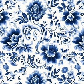 Monochrome flower Delfts Blue 
