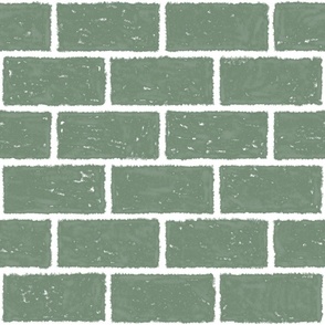 Salvia Green Painted Bricks Wallpaper Sage Green