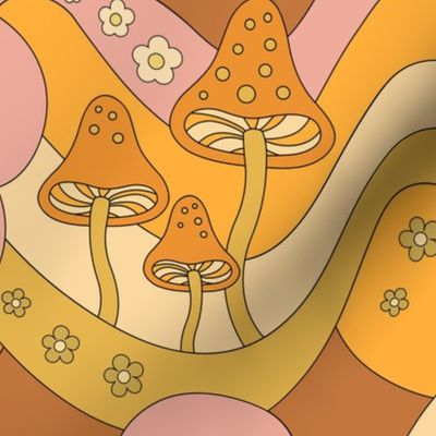 Trippy Mushroom -  brown orange