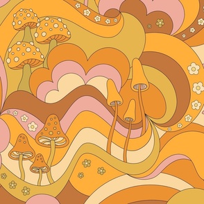 Trippy Mushroom -  brown orange