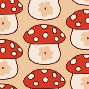 Single mushroom pink background