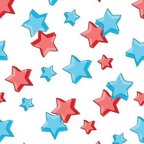 'Bring a Dessert' 4th of July Red and Blue Gelatin Stars on White