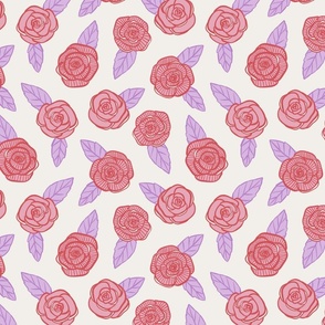 Doodled Rose Scatter in Red and Purple, medium