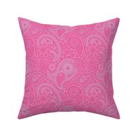 Smaller Scale Bandana Paisley White on Hot Pink