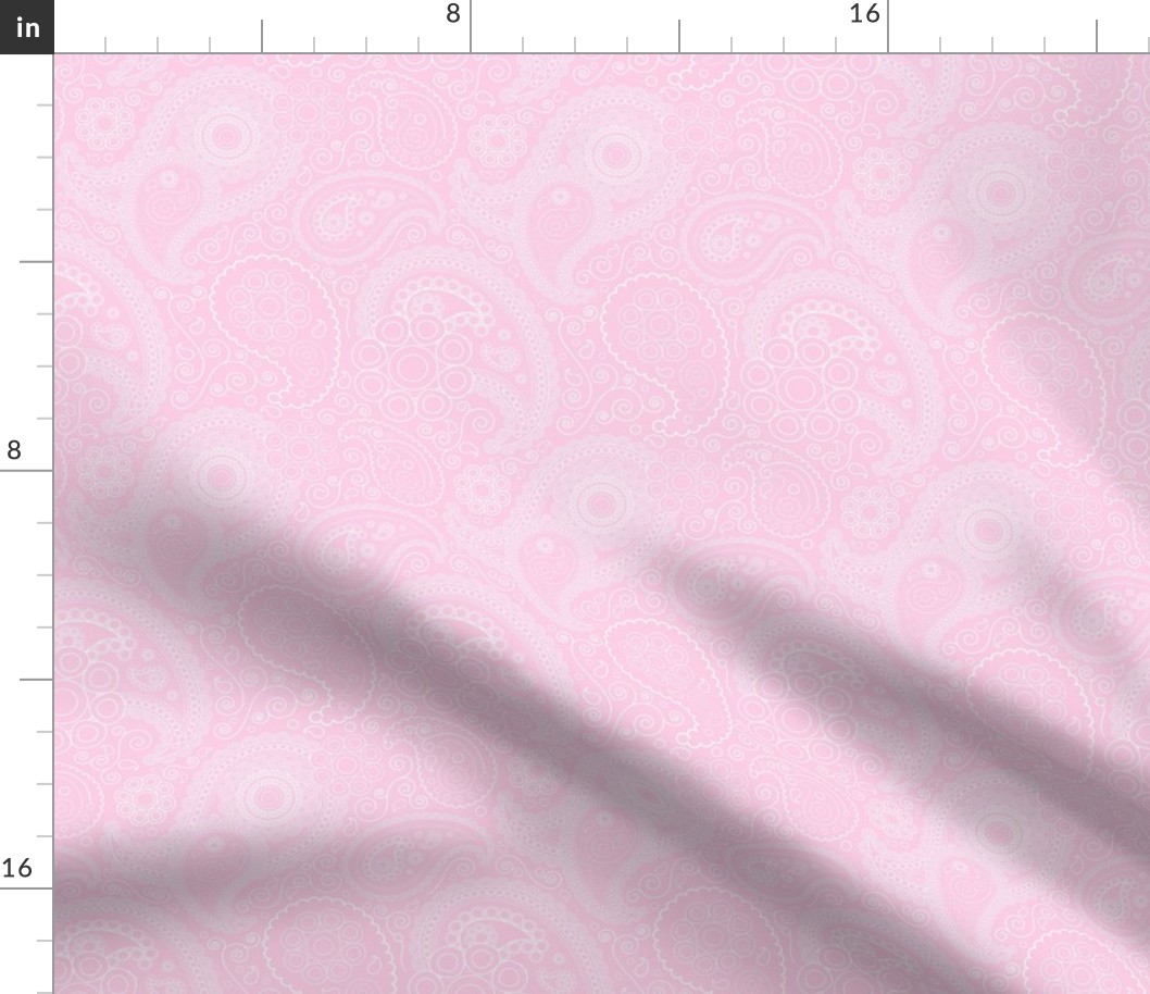 Smaller Scale Bandana Paisley White on Pale Pink