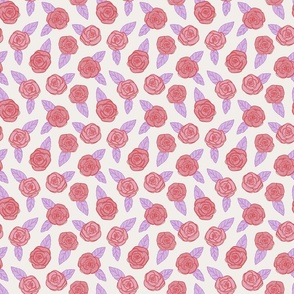 Doodled Rose Scatter in Red and Purple, small