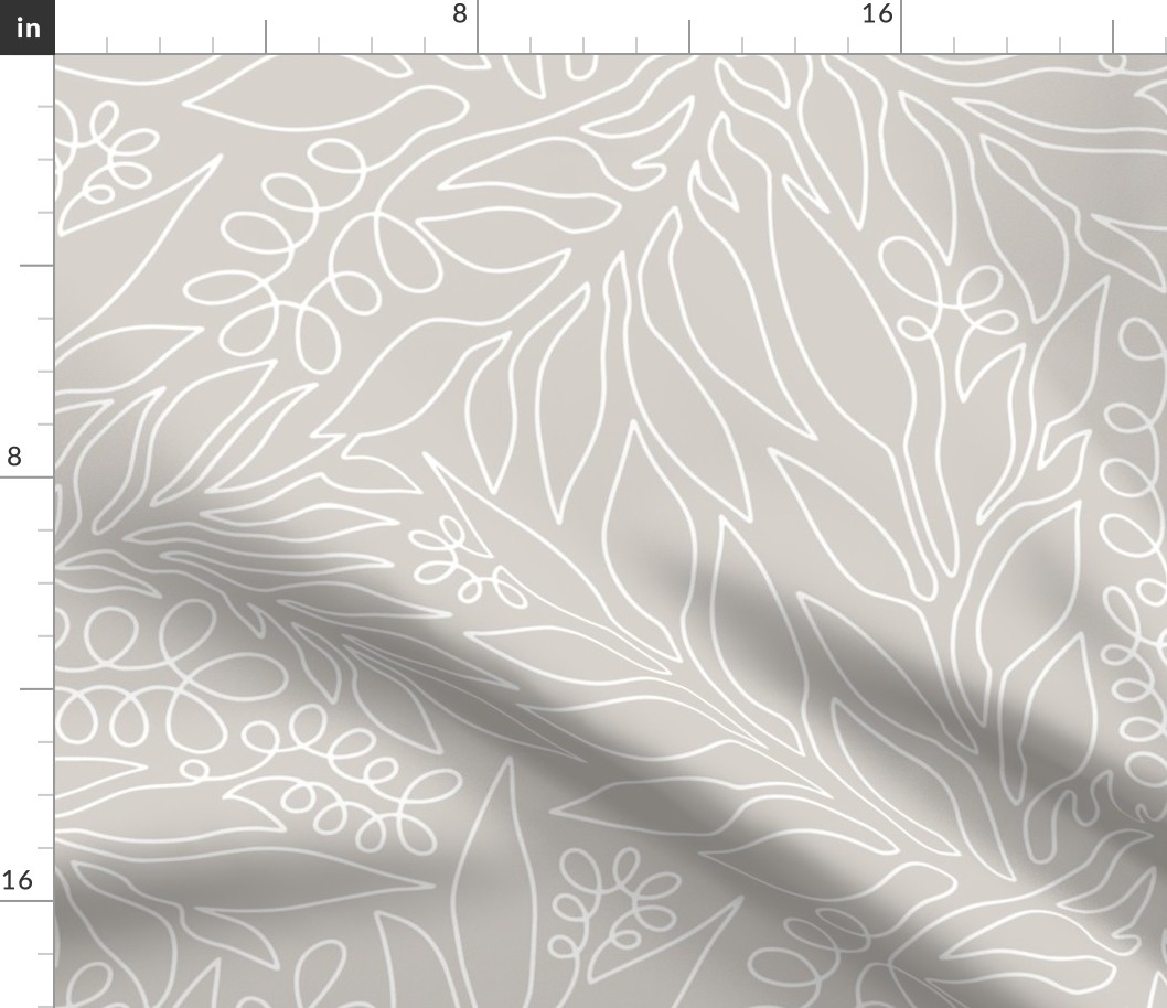 XL Contour Line Botanicals Taupe Neutral Chic Feminine Wallpaper