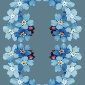 guirlande de fleurettes bleues sur fond bleu charron