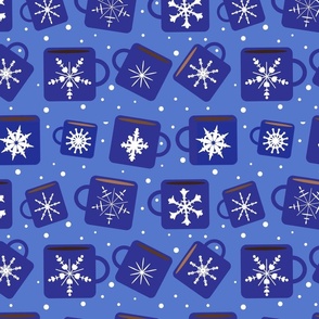 Cozy Mugs of Cocoa (and Coffee!) with Snowflakes