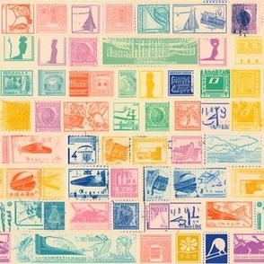 Risograph colorful post stamps