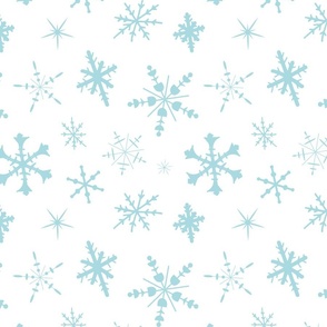 Blue Snowflakes on White Background