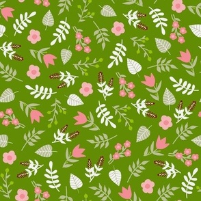 Ditsy Flowers Green