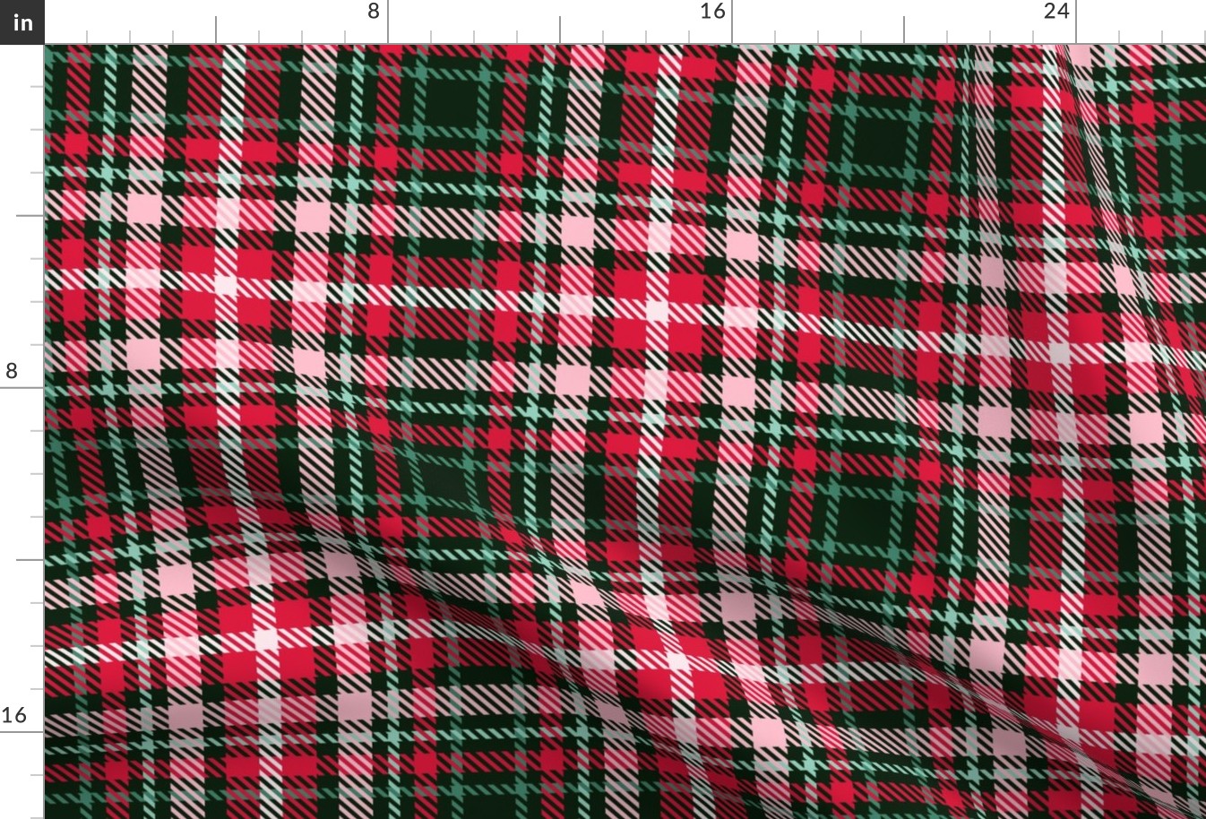 Christmas Tartan Check Plaid - Crimson Green Pink