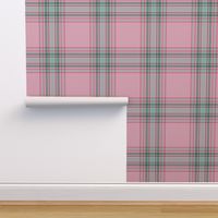 Christmas Tartan Check Plaid - Crimson Green Pink - Pink aesthetic