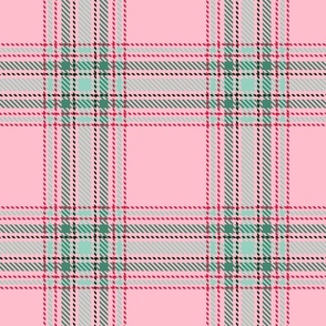 Christmas Tartan Check Plaid - Crimson Green Pink - Pink aesthetic