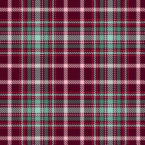 Christmas Tartan Check Plaid - Dark Crimson Green Sage Pink