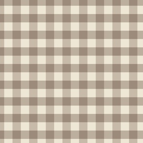 Fall Morel on Panna Cotta Gingham - S small scale - brown umber cream check plaid East Fork