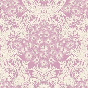Cosmos damask in pink pearl. Large scale