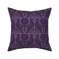 medieval bird damask, purple