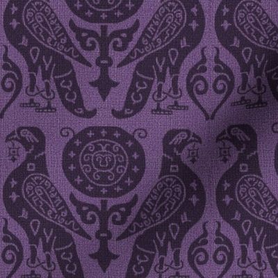 medieval bird damask, purple